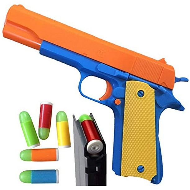Realistic Toy Gun Pistol  Colt 1911 Orange Barrel and Slide Action with Magazine